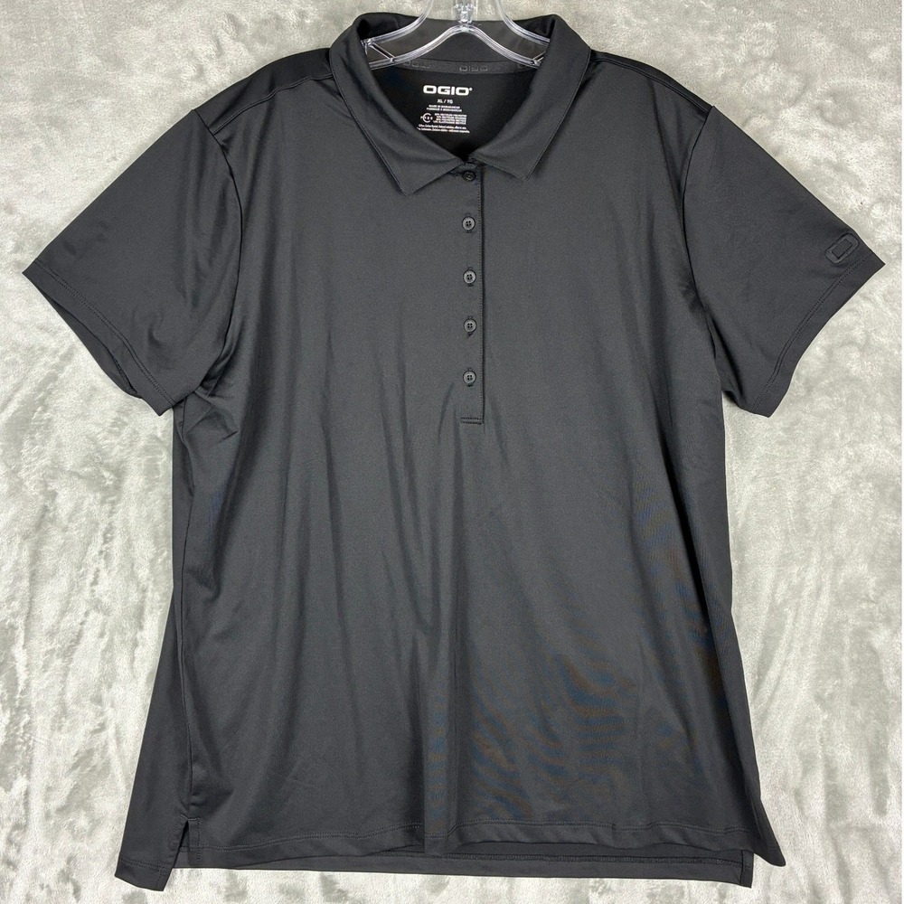 OGIO Womens XL Black Short Sleeve Performance‎ Polo Shirt Recycled Stretch Golf